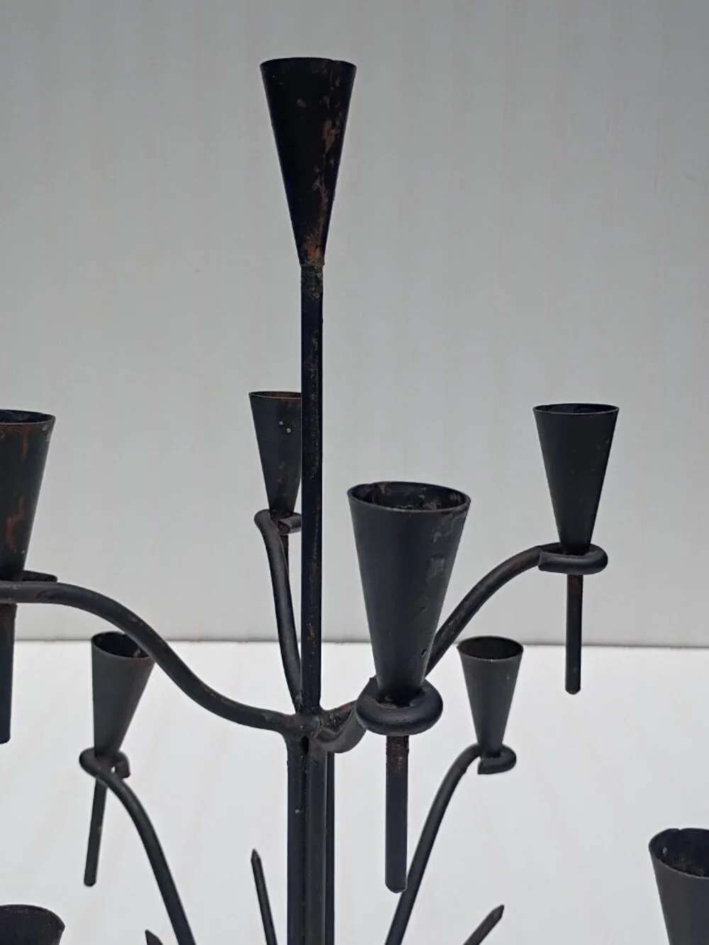 Hand Forged Iron Candelabra 9-Arm Candle Holder Industrial Farmhouse Rustic Vtg